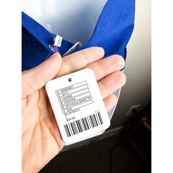 NWT Urban Renewal Cropped Key Hole Halter Cropped Tank Top Blue Womens Large - Picture 5 of 6